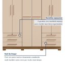 Ver imagem 7 de Guarda-Roupa Casal 6 Portas 6 Gavetas Chave e Pés Floripa Bege/Carvalho Americano/Off White