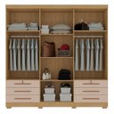 Ver imagem 4 de Guarda-Roupa Casal 6 Portas 6 Gavetas Chave e Pés Floripa Bege/Carvalho Americano/Off White