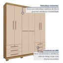 Ver imagem 6 de Guarda-Roupa Casal 6 Portas 6 Gavetas Chave e Pés Floripa Bege/Carvalho Americano/Off White