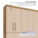 Ver imagem 5 de Guarda-Roupa Casal 6 Portas 6 Gavetas Chave e Pés Floripa Bege/Carvalho Americano/Off White