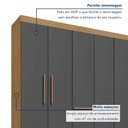 Ver imagem 5 de Guarda-Roupa Casal 6 Portas 6 Gavetas Chave e Pés Floripa Cinza/Carvalho Americano/Grafite