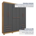 Ver imagem 6 de Guarda-Roupa Casal 6 Portas 6 Gavetas Chave e Pés Floripa Cinza/Carvalho Americano/Grafite