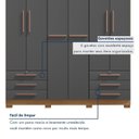 Ver imagem 7 de Guarda-Roupa Casal 6 Portas 6 Gavetas Chave e Pés Floripa Cinza/Carvalho Americano/Grafite