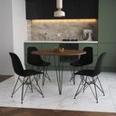 Ver imagem 1 de Mesa de Jantar Redonda 90cm Amêndoa Clips 3 Pés com 4 Cadeiras Eames Eiffel Pretas Ferro Preto