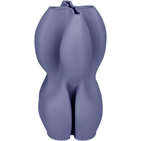 Vaso Decorativo Enfiete Casa Aparador 3d Home&co Cerâmica 24x13x13cm Azul