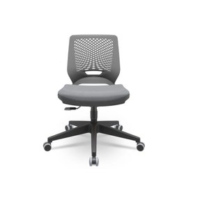 Cadeira Beezi Plaxmetal Tencosto Cinza Assento Vinil Cinza Base Nylon Piramidal Mecanismo Relax