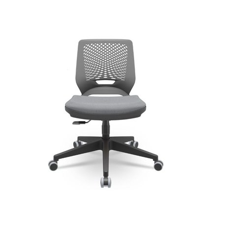 Cadeira Beezi Plaxmetal Tencosto Cinza Assento Vinil Cinza Base Nylon Piramidal Mecanismo Relax