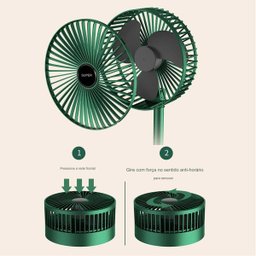 Ventilador de Mesa Retratil Dobravel Bateria Recarregavel Portatil Usb 3 Velocidades Dia Quente Calo - 9