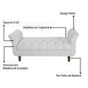 Ver imagem 3 de Recamier Puff Banco Namoradeira Sofá Sala 02 Lugares 150cm Grécia Corano Branco - Incasa Decor