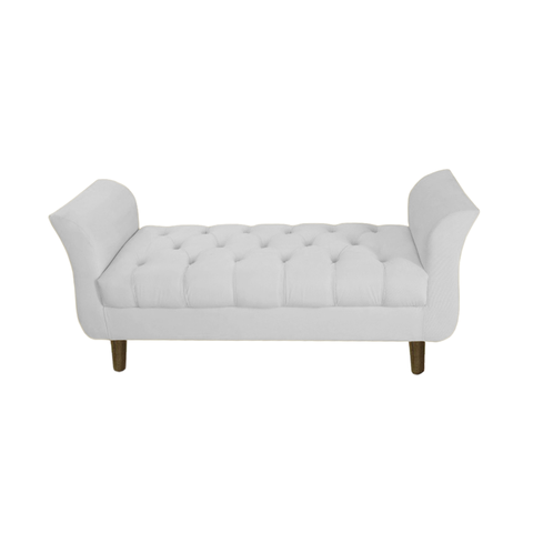 Recamier Puff Banco Namoradeira Sofá Sala 02 Lugares 150cm Grécia Corano Branco - Incasa Decor