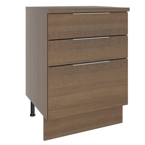 Balcão Madesa Stella 60 cm 3 Gavetas Rustic