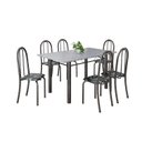 Ver imagem 2 de Conjunto de Mesa Tubular 140cm x 75cm Tampo em Granito Ocre com 6 Cadeiras Iris B Prata/Preto
