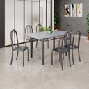 Ver imagem 1 de Conjunto de Mesa Tubular 140cm x 75cm Tampo em Granito Ocre com 6 Cadeiras Iris B Prata/Preto