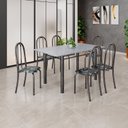 Ver imagem 1 de Conjunto de Mesa Tubular 140cm X 75cm Tampo em Granito Ocre com 6 Cadeiras Iris B