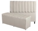 Ver imagem 1 de Kit De Quarto Roma Cabeceira De Cama Box e Calçadeira Baú Casal 140 cm Suede Porcelana Eli Móveis e