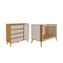 Ver imagem 2 de Quarto de Bebê Cômoda 1 Porta e Berço Arredondado 3 em 1 100% MDF Luly Espresso Móveis Bege/Off White/Amêndoa