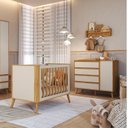Ver imagem 1 de Quarto de Bebê Cômoda 1 Porta e Berço Arredondado 3 em 1 100% MDF Luly Espresso Móveis Bege/Off White/Amêndoa