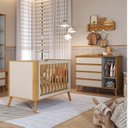 Ver imagem 3 de Quarto de Bebê Cômoda 1 Porta e Berço Arredondado 3 em 1 100% MDF Luly Espresso Móveis Bege/Off White/Amêndoa