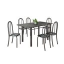 Ver imagem 2 de Conjunto de Mesa Tubular 140x75cm Tampo em Ardósia Indiano com 6 Cadeiras Iris B Prata/Preto/Mart