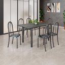 Ver imagem 1 de Conjunto de Mesa Tubular 140x75cm Tampo em Ardósia Indiano com 6 Cadeiras Iris B