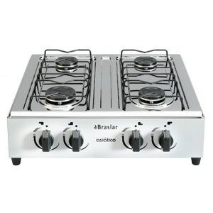 Fogão Cooktop de Mesa Portátil a Gás 4 Bocas Braslar