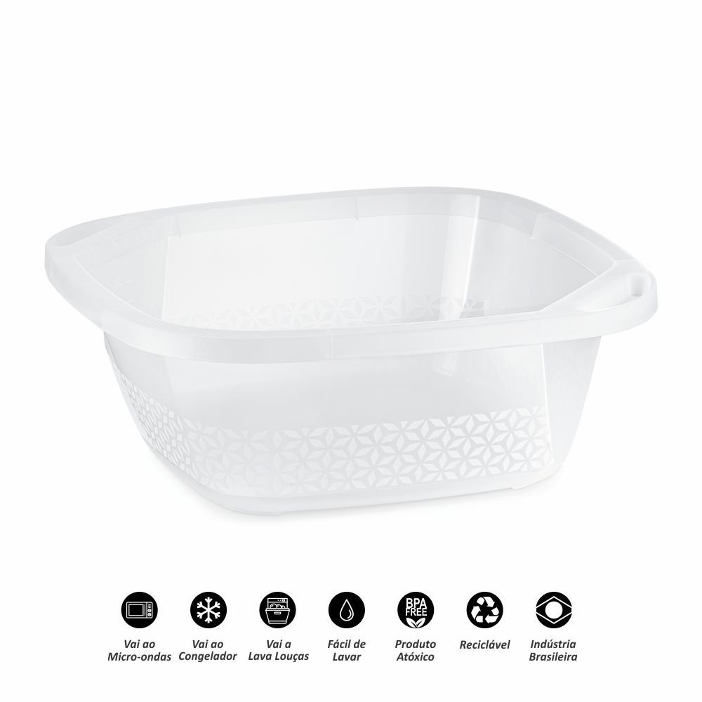 Kit Lavanderia com Balde 8,5l + Bacia 8,5l + Porta Sabão em Pó UZ-K020 UZ Utilidades - Transparente - 4