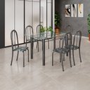 Ver imagem 1 de Conjunto de Mesa Tubular 140x75cm Tampo em Vidro Incolor com 6 Cadeiras Iris B Prata/Preto/Mart