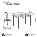Ver imagem 3 de Conjunto de Mesa Tubular 140x75cm Tampo em Vidro Incolor com 6 Cadeiras Iris B Prata/Preto/Mart