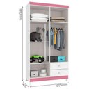 Ver imagem 2 de Guarda Roupa Infantil 4 Portas com Cômoda 5 Gavetas Branco Rosa