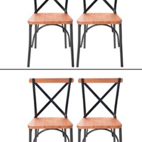Conjunto 4 Cadeiras Industrial Aço Madeira Maciça Laís Preto/Castanho