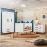 Conjunto Quarto de Bebê Encanto Retrô 1 Berço 1 Cômoda 4 Gavetas 1 Guarda Roupas 3 Portas - 3