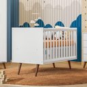 Ver imagem 4 de Conjunto Quarto de Bebê Encanto Retrô 1 Berço 1 Cômoda 4 Gavetas 1 Guarda Roupas 3 Portas