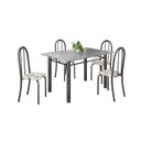 Ver imagem 2 de Conjunto de Mesa Tubular 120cm x 75cm Tampo em Granito Topázio com 4 Cadeiras Iris Prata/Arabesco