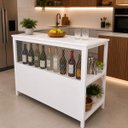 Ver imagem 2 de Bancada Ilha para Cozinha Design Industrial 1,90X50MT Tampo Branco Pés Branco