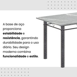 Conjunto de Mesa Tubular 120x75cm Tampo em Granito Topázio com 4 Cadeiras Iris - 10