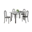 Ver imagem 2 de Conjunto de Mesa Tubular 120x75cm Tampo em Granito Topázio com 4 Cadeiras Iris Prata Preto Liso/Martelado