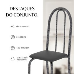 Conjunto de Mesa Tubular 120x75cm Tampo em Granito Topázio com 4 Cadeiras Iris - 12
