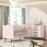 Jogo de Quarto Infantil Q Encanto Retrô com Cômoda 4 Gavetas e Berço Rosa Acetinado - Qmovi - 2