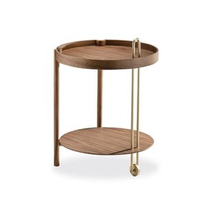 Carro Bar / Mesa Lateral Taller Nogueira/gold Fosco