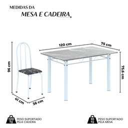 Conjunto de Mesa Tubular 120cm X 75cm Tampo em Granito Topázio com 4 Cadeiras Iris - 3