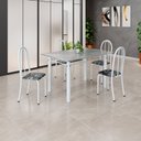 Ver imagem 1 de Conjunto de Mesa Tubular 120cm x 75cm Tampo em Granito Topázio com 4 Cadeiras Iris Branco/Preto