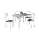 Ver imagem 2 de Conjunto de Mesa Tubular 120cm x 75cm Tampo em Granito Topázio com 4 Cadeiras Iris Branco/Preto