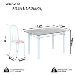 Conjunto de Mesa Tubular 120cm X 75cm Tampo em Granito Topázio com 4 Cadeiras Iris - 3