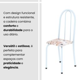 Conjunto de Mesa Tubular 120cm X 75cm Tampo em Granito Topázio com 4 Cadeiras Iris - 9