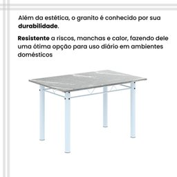 Conjunto de Mesa Tubular 120cm X 75cm Tampo em Granito Topázio com 4 Cadeiras Iris - 10
