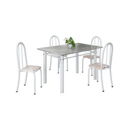 Conjunto de Mesa Tubular 120cm X 75cm Tampo em Granito Topázio com 4 Cadeiras Iris - 2