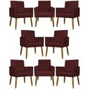 Ver imagem 1 de Kit 8 Poltronas Decorativas Mari Pé Palito Castanho - Bordô Suede