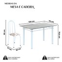 Ver imagem 3 de Conjunto de Mesa Tubular 120cm x 75cm Tampo em Granito Topázio com 4 Cadeiras Iris Branco/Arabesco