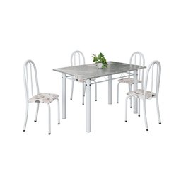 Conjunto de Mesa Tubular 120cm X 75cm Tampo em Granito Topázio com 4 Cadeiras Iris - 2