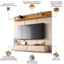 Ver imagem 3 de Painel para TV 70 pol Bancada Suspensa Orgânica Cheri B01 Off White Cinamomo - Lyam Decor